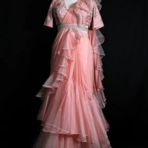 Rosé Allure Ruffle Saree