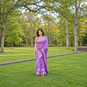 Lavender Purple Handwoven Traditional Saree with Elegant Woven Motifs