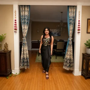 Midnight Elegance Embroidered Dhoti Set